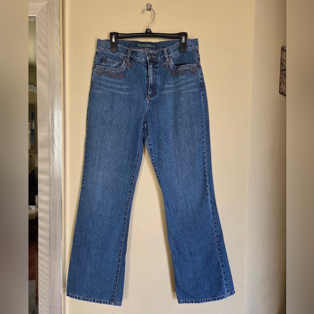 Lauren Ralph Lauren Bootcut Embroidered Jeans